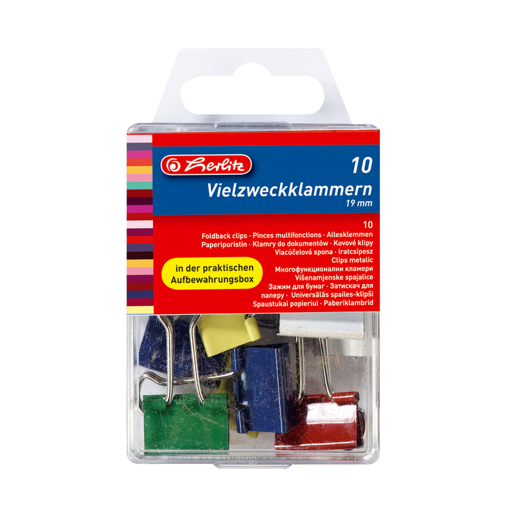 Herlitz Vielzweckklammer Metall 19mm farbig 10 Stück