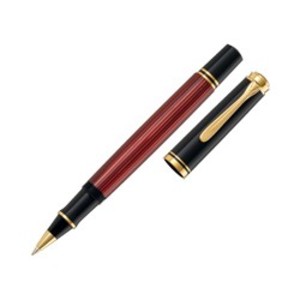 Pelikan Tintenroller Souverän® R400 24-Karat vergoldete Zierelemente Schwarz-Rot