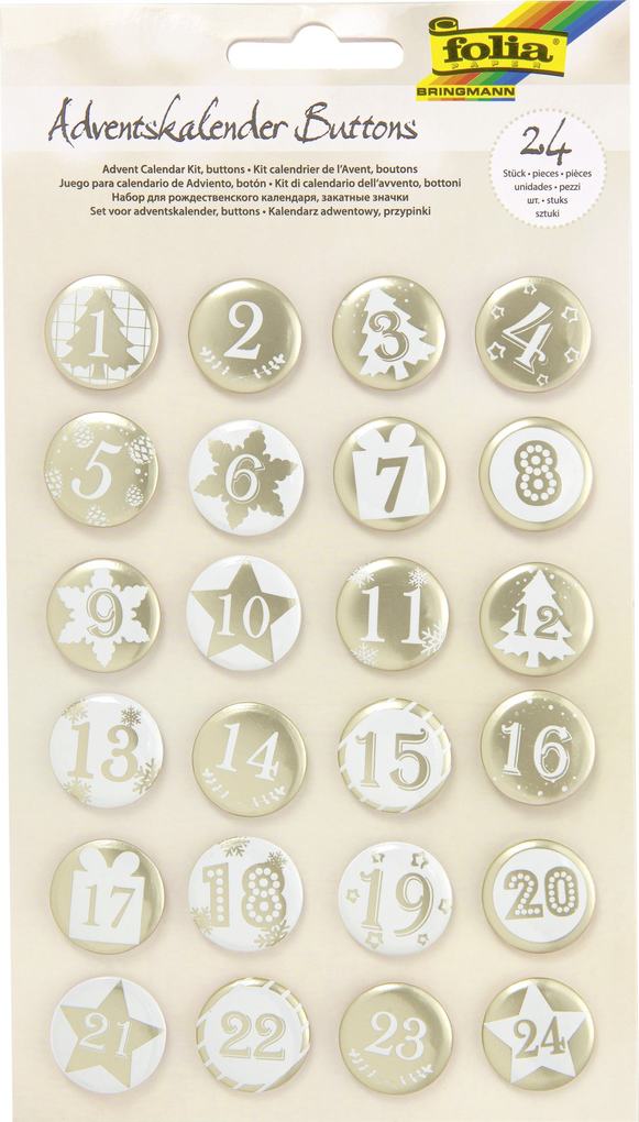 Folia Adventskalender Buttons PERLMUTT 24er Set