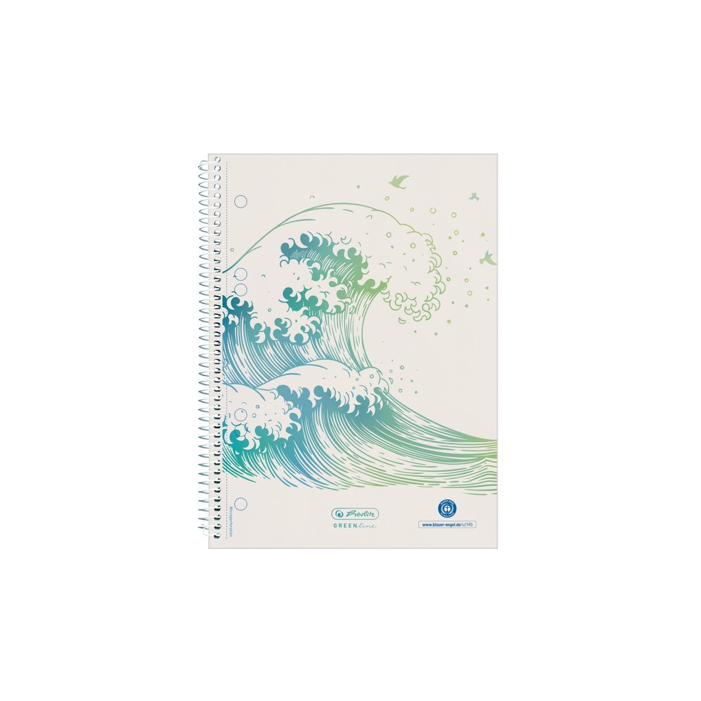 Herlitz Spiralblock A5 70 Blatt kariert GREENline Welle