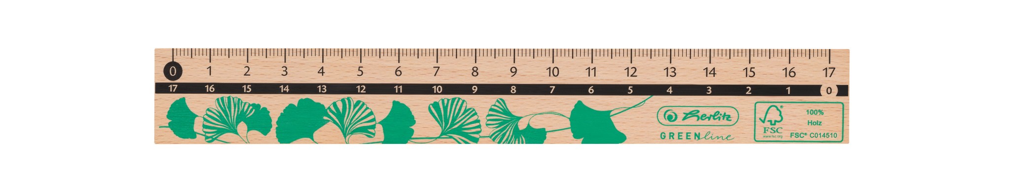 Herlitz Lineal 17cm GREENline aus Holz sortiert 1 Stück