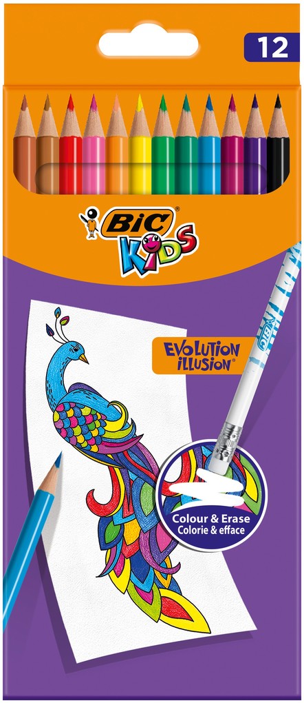 BiC Evolution Illusion Erasable Colouring Pencils  Pack of 12, none