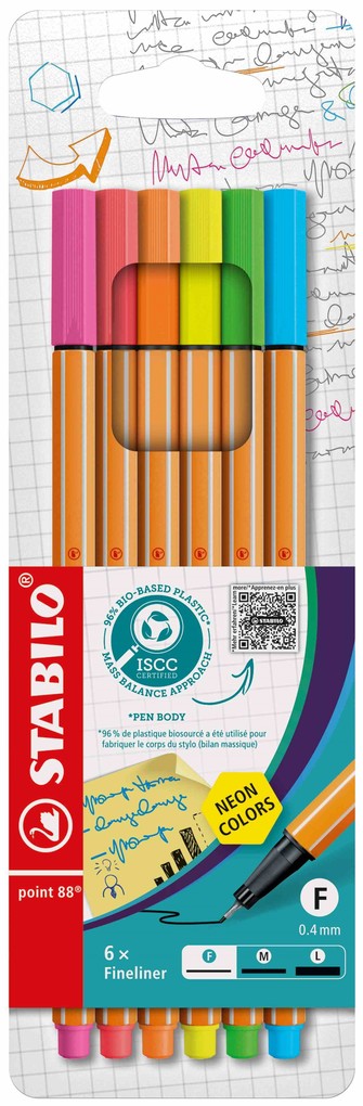 STABILO Fineliner point 88 Neon, 6er Kartonetui