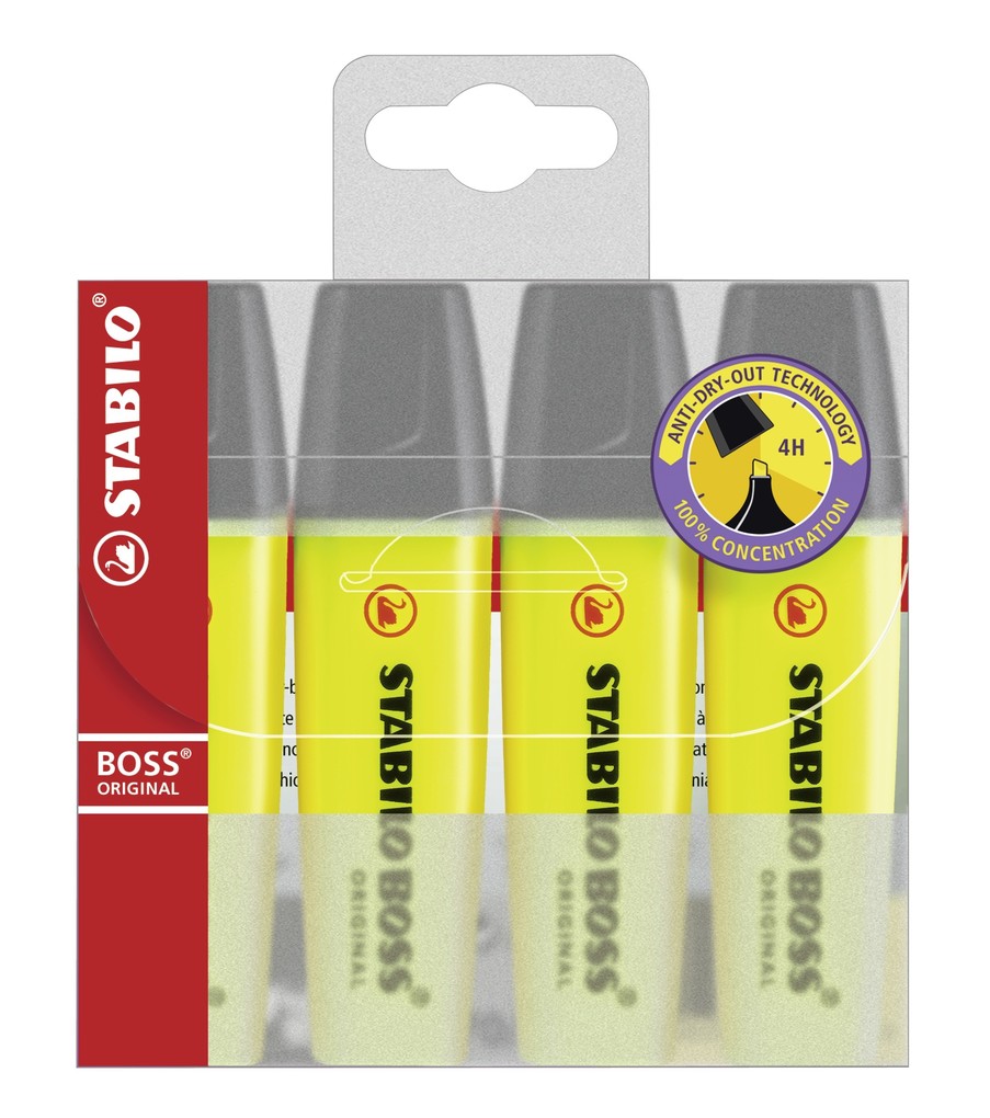 STABILO Textmarker BOSS ORIGINAL 4er Set gelb