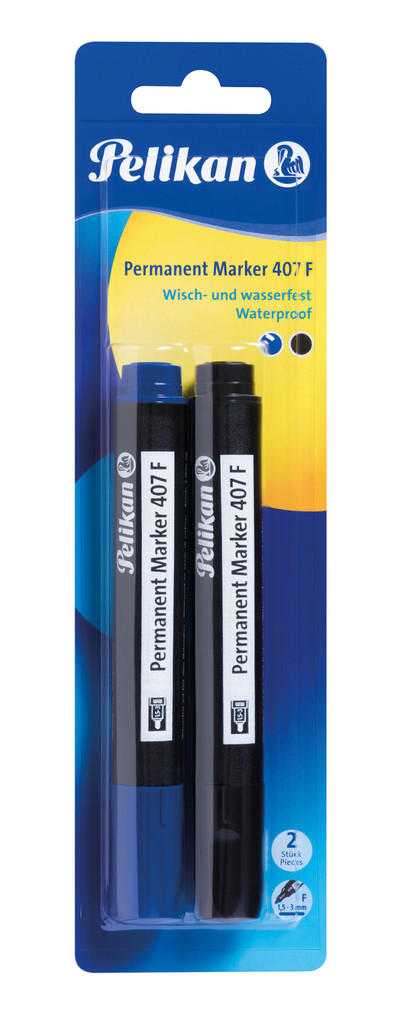 Pelikan Permanent Marker 407 Schwarz und Blau 2er Set