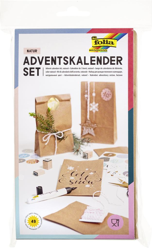 folia Adventskalender , Papiertüten natur, , braun