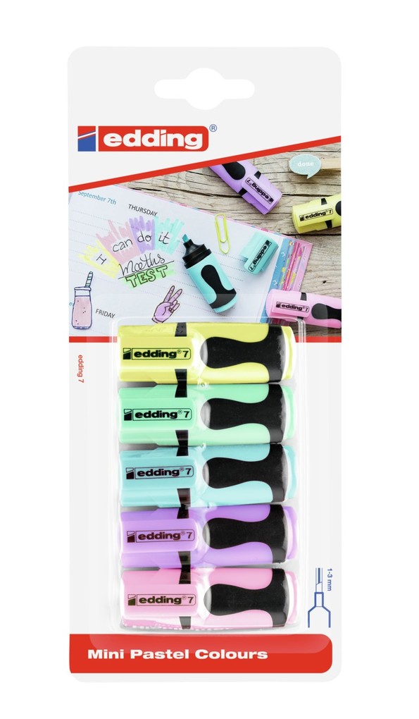 Edding Textmarker Mini Pastel 5er Set