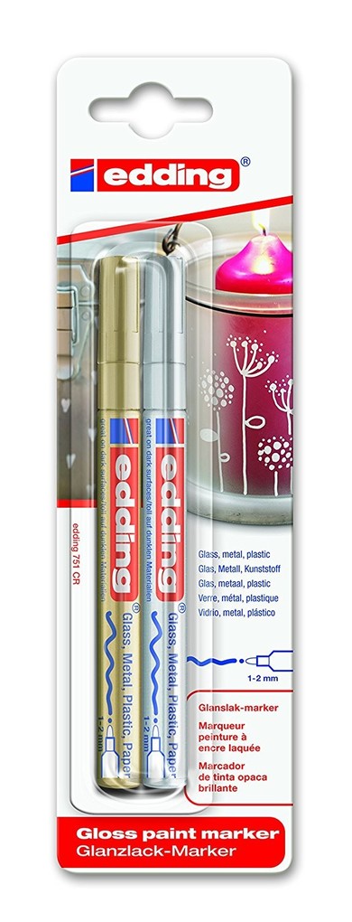 edding 751 Lackmarker medium 2er Set gold/silber