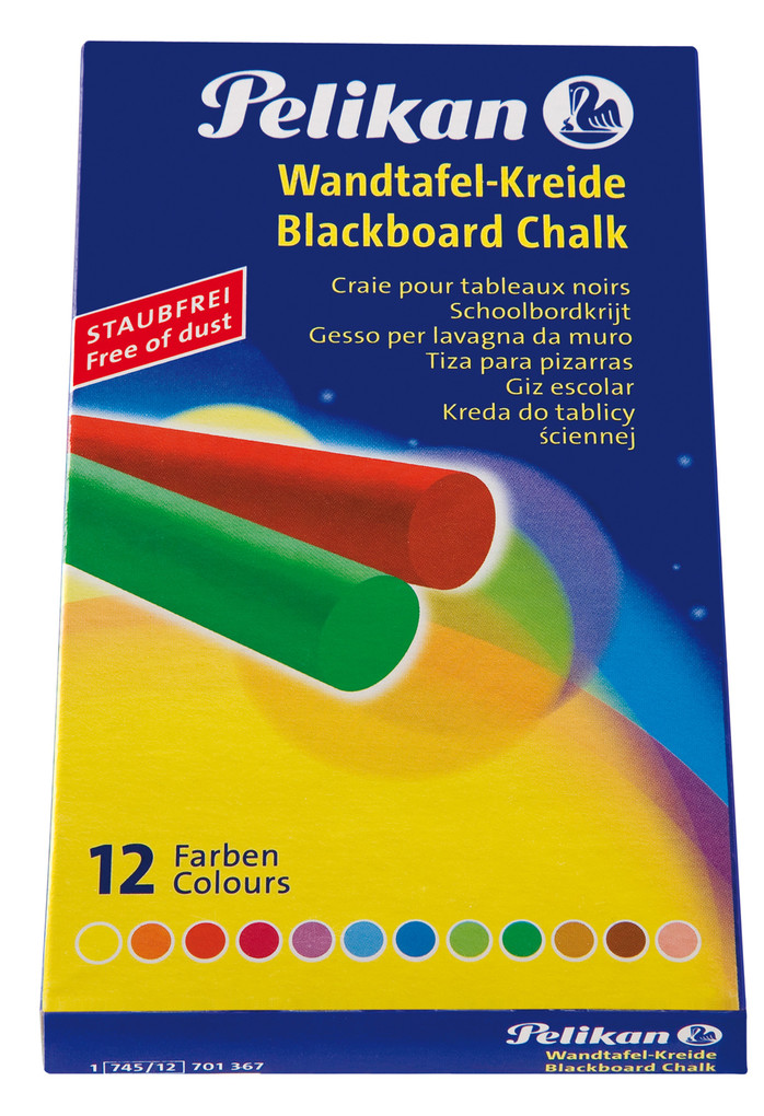 Pelikan Wandtafelkreide 745/12, farbig, Kartonetui