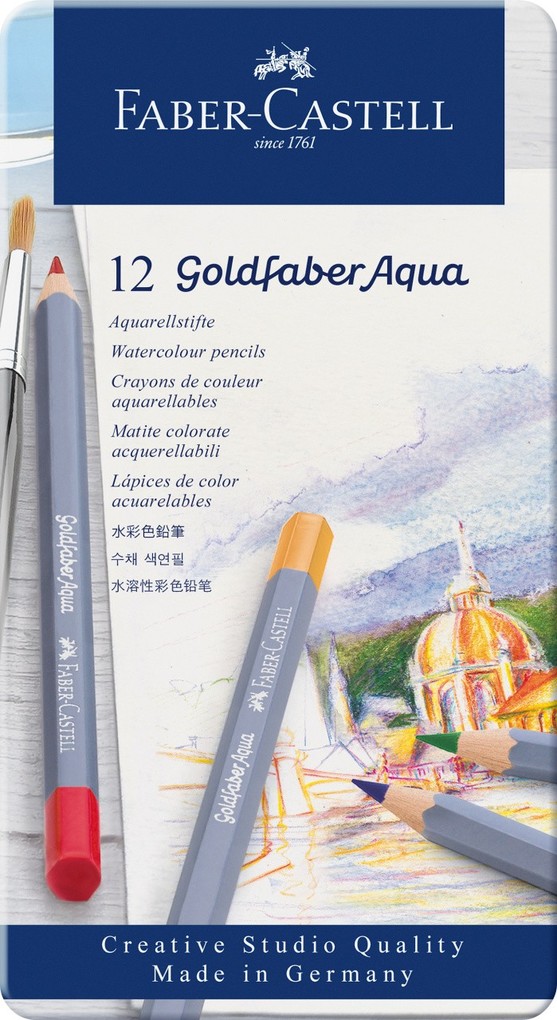 FABER-CASTELL Aquarellstifte GOLDFABER, 12er Metalletui
