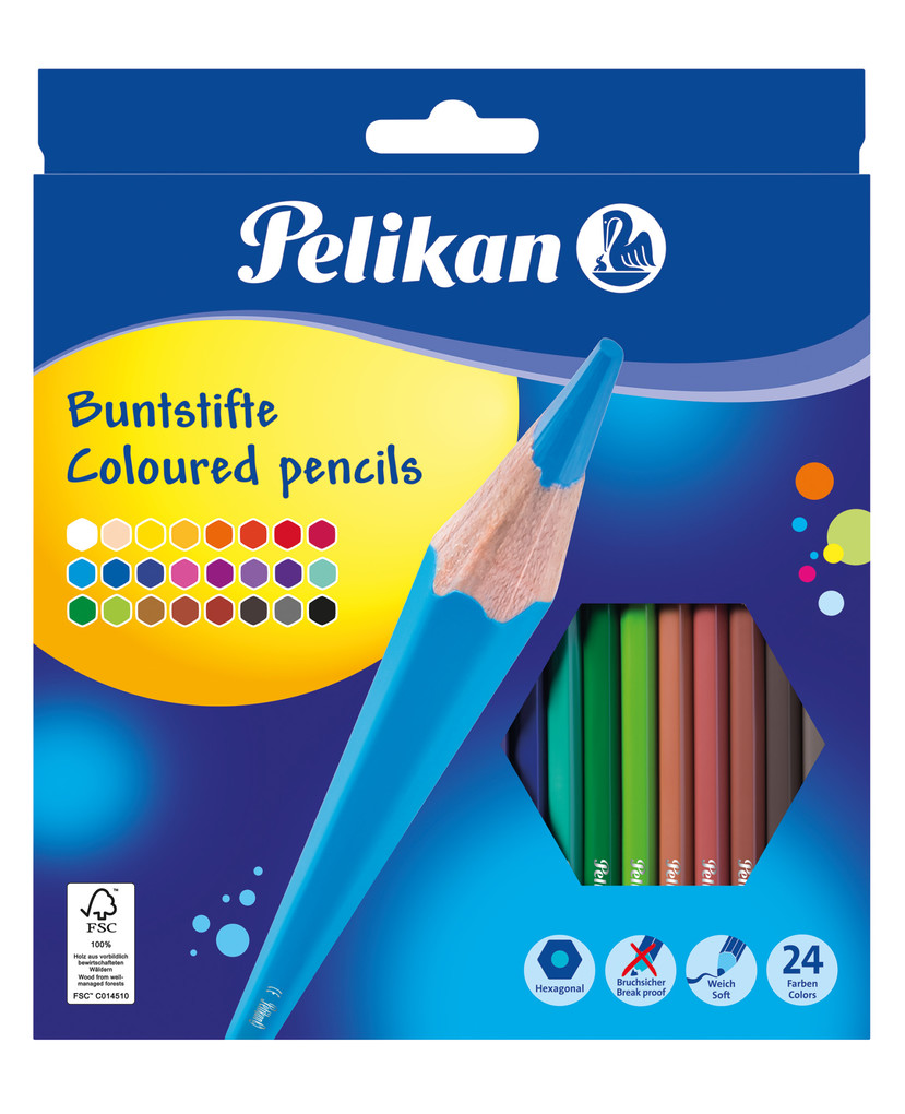 Pelikan Buntstifte Standard, sechseckig, 24er Kartonetui