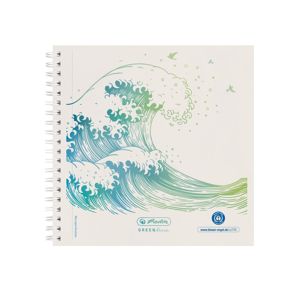 Herlitz Spiralblock 148x148cm 100 Blatt punktiert GREENline Welle