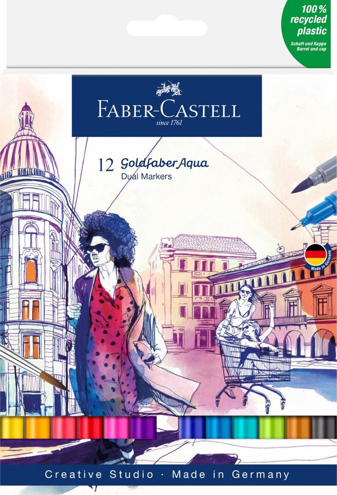 Faber-Castell Goldfaber Aqua Dual Multicoloured Marker - Wallet of 12, none