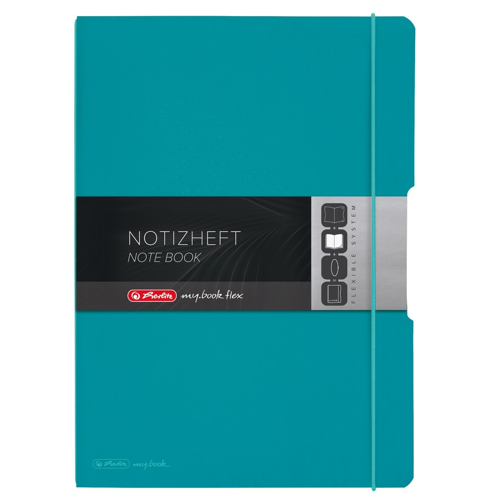 Herlitz Notizheft flex A4 2x40 Blatt Lineatur 27+28 caribbean turquoise