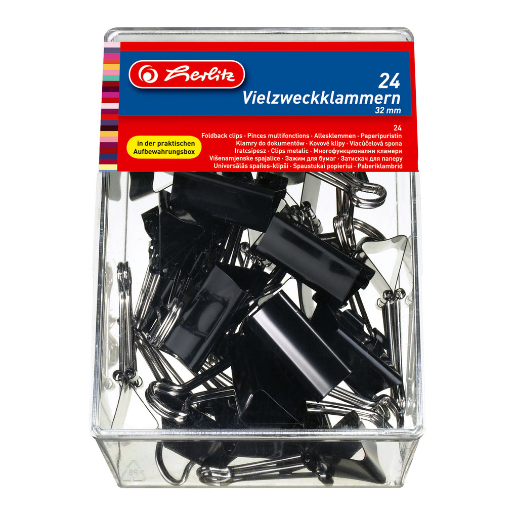 Herlitz Vielzweckklammer 32mm schwarz 24 Stück