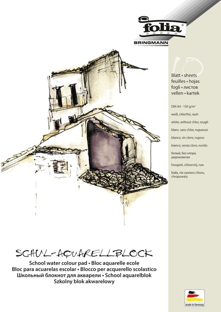 folia Aquarellblock DIN A4 10 Blatt