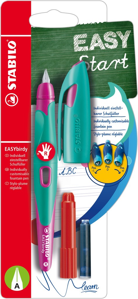 STABILO Füller EASYbirdy Feder A türkis/neonpink für Rechtshänder