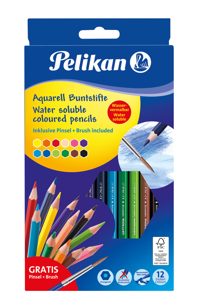Pelikan 700672 - Aquarell Buntstifte Standard 12 Stifte