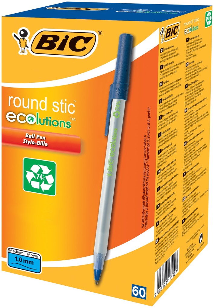 BIC Kugelschreiber ECOlutions Round Stic 0.4mm blau 60er Set