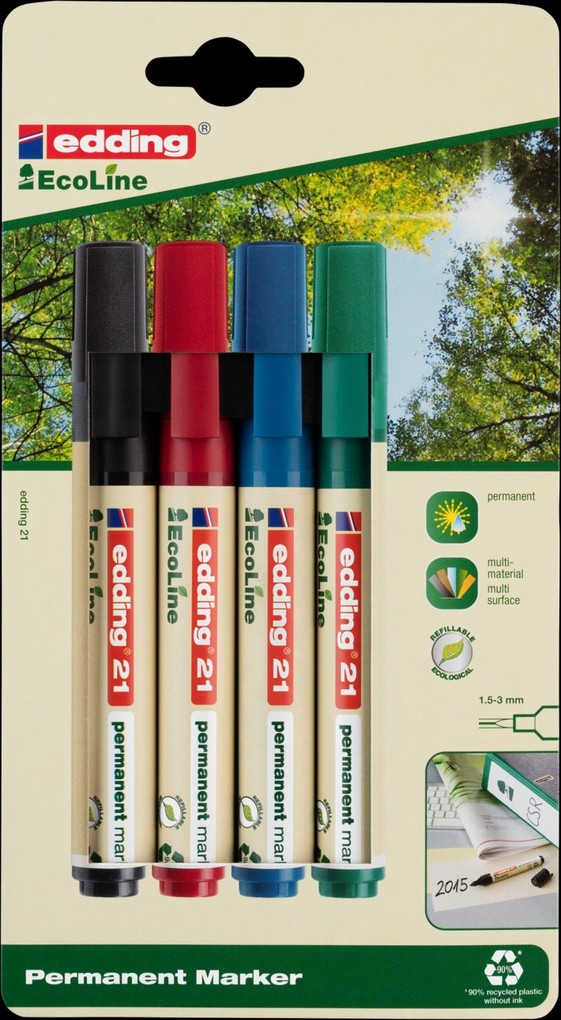 Edding Permamentmarker 21 Ecoline 4er Set
