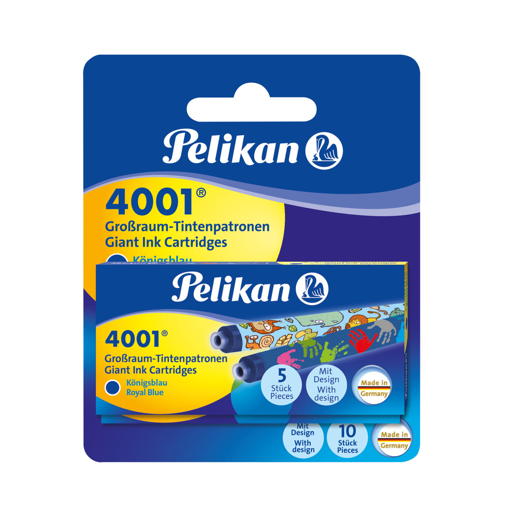 Pelikan Tintenpatronen 4001® 2 x 5er Set Patronen mit bunt bedruckten Großraum-Patronen Königsblau