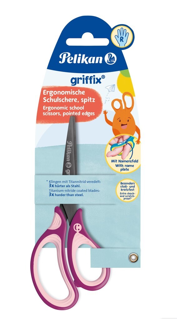 Pelikan Schere griffix® Schulschere spitz für Rechtshänder SweetBerry