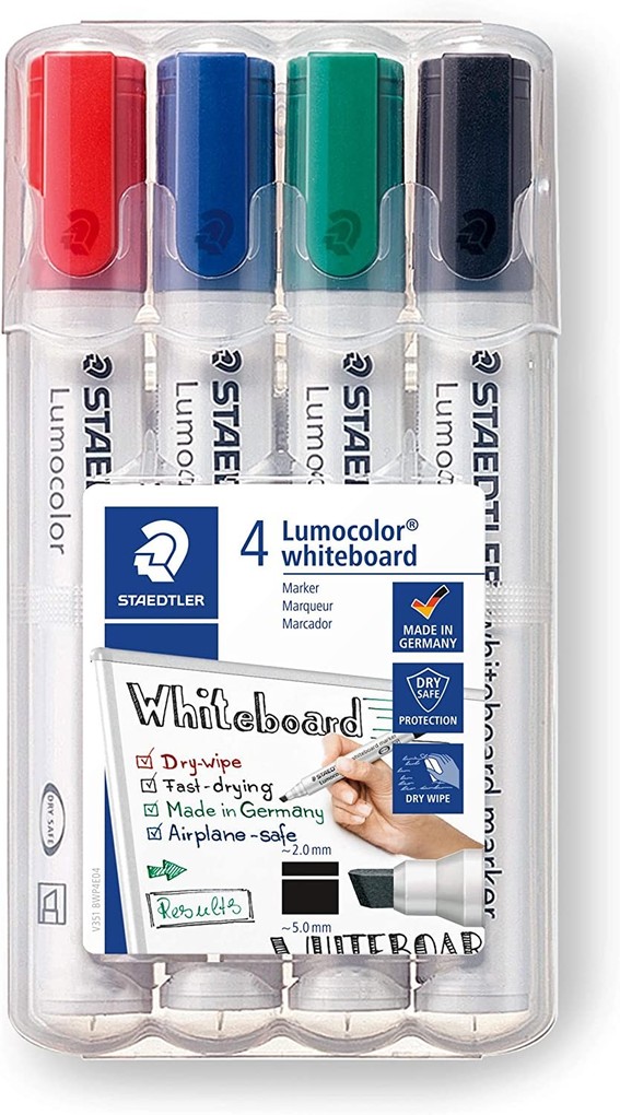 Staedtler Lumocolor Whiteboard Marker Chisel Tip 2-5mm Line Assorted
