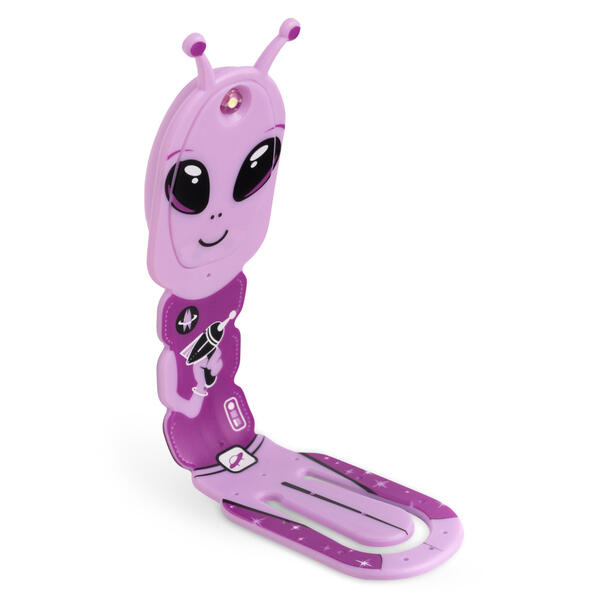 Flexilight Pals Leselicht (Aliens) - lila - 2 in 1 Leselampe & Lesezeichen - LED Leselicht - Geschenk für Leser Buchliebhaber - Deutsche Ausgabe