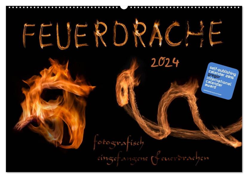 Feuerdrache (Wandkalender 2024 DIN A2 quer) CALVENDO Monatskalender