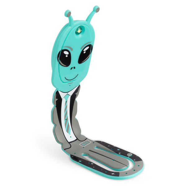 Flexilight Pals Leselicht (Aliens) - blau - 2 in 1 Leselampe & Lesezeichen - LED Leselicht - Geschenk für Leser Buchliebhaber - Deutsche Ausgabe
