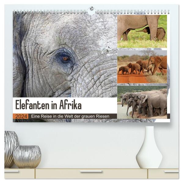 Elefanten in Afrika (hochwertiger Premium Wandkalender 2024 DIN A2 quer) Kunstdruck in Hochglanz