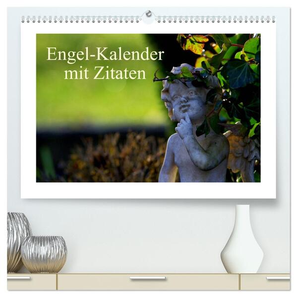 Engel-Kalender mit Zitaten (hochwertiger Premium Wandkalender 2024 DIN A2 quer) Kunstdruck in Hochglanz