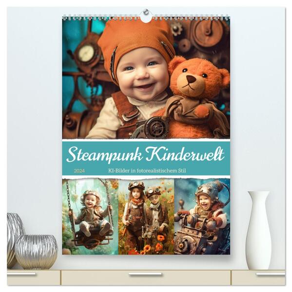 Steampunk Kinderwelt (hochwertiger Premium Wandkalender 2024 DIN A2 hoch) Kunstdruck in Hochglanz