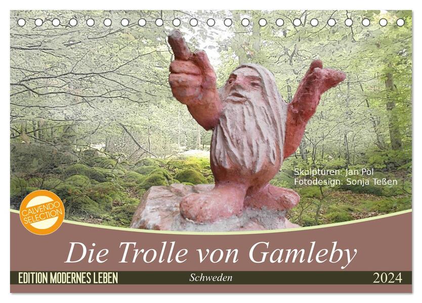 Die Trolle von Gamleby - Schweden - Skulpturen von Jan Pol (Tischkalender 2024 DIN A5 quer) CALVENDO Monatskalender