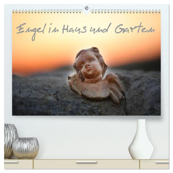 Engel in Haus und Garten (hochwertiger Premium Wandkalender 2024 DIN A2 quer) Kunstdruck in Hochglanz