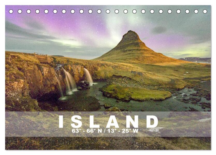 ISLAND 63° - 66° N / 13° - 25° W (Tischkalender 2024 DIN A5 quer) CALVENDO Monatskalender