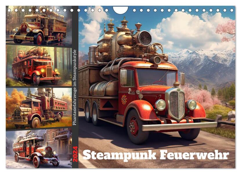 Steampunk Feuerwehr (Wandkalender 2024 DIN A4 quer) CALVENDO Monatskalender