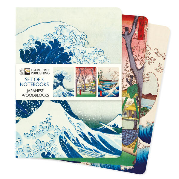 Flame Tree Publishing Japanese Woodblocks Set Of 3 Standard Notebooks