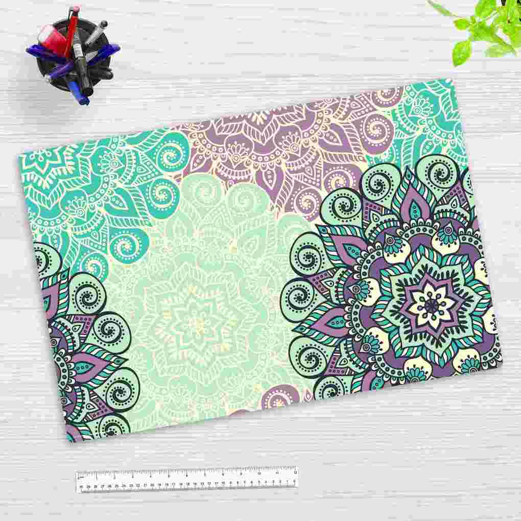Cover-your-desk Schreibtischunterlage für Kinder und Erwachsene Mandala grün-türkis aus hochwertigem Vinyl 60 x 40 cm