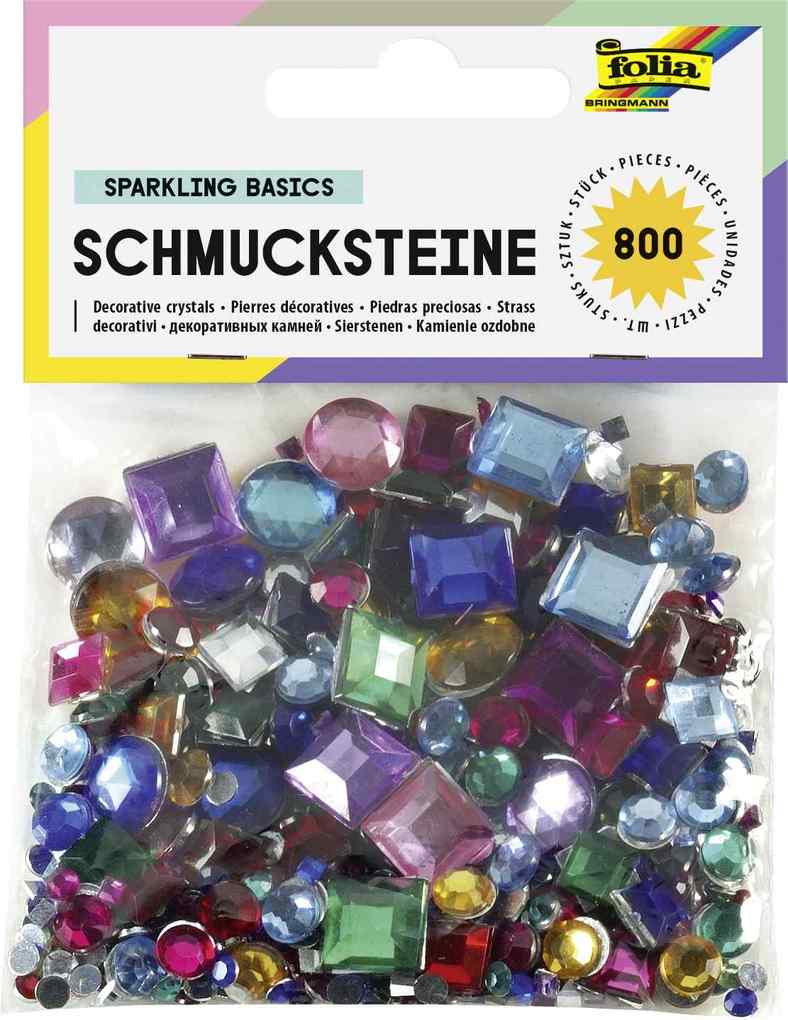 Folia Schmucksteine SPARKLING BASICS 800 Stück Größen und Farben sortiert