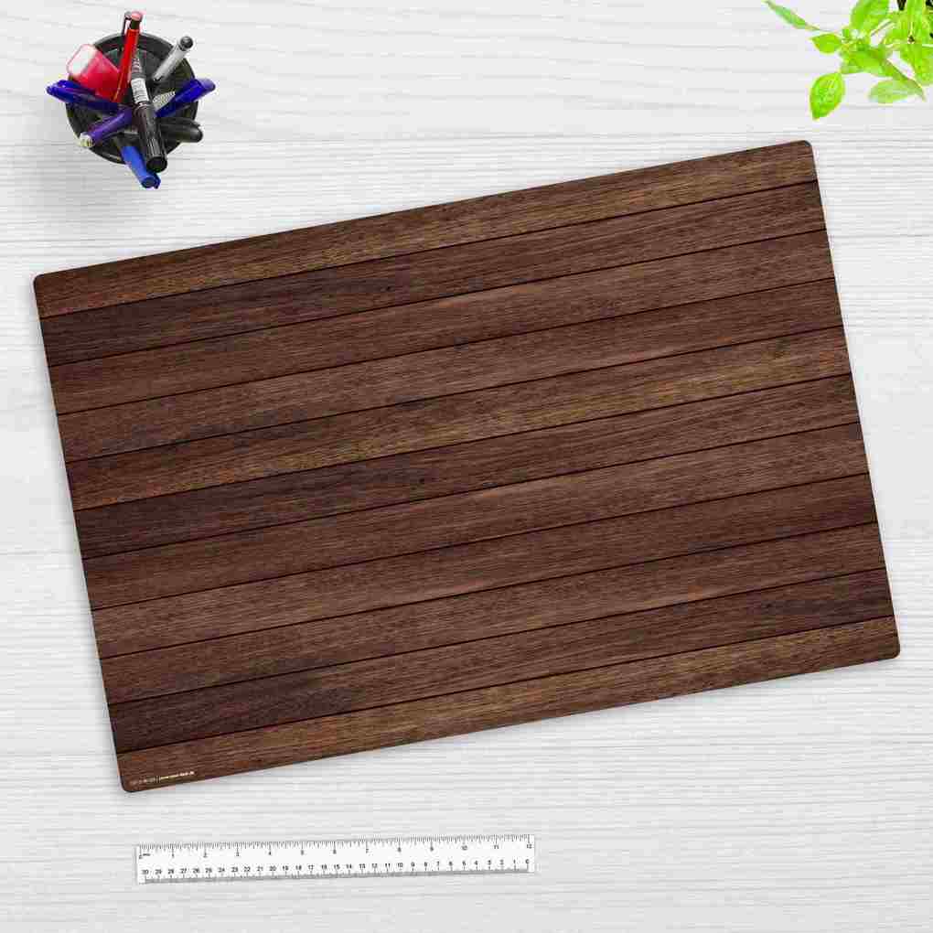 Cover-your-desk Schreibtischunterlage für Kinder und Erwachsene Braune Holzbretter aus hochwertigem Vinyl 60 x 40 cm