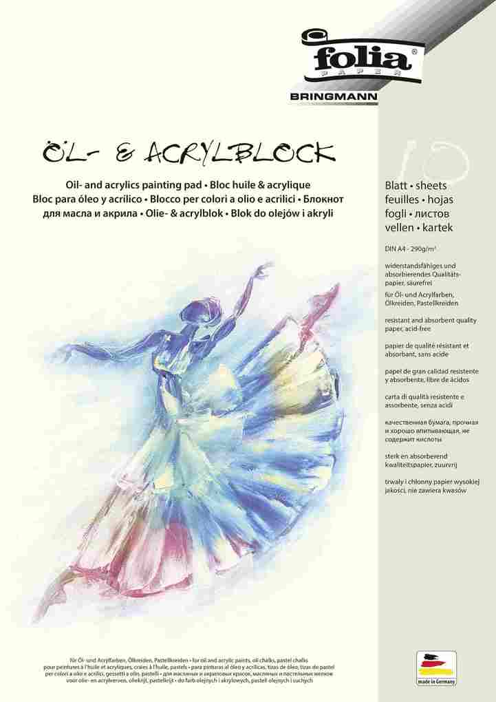 Folia Öl- und Acrylmalblock 290g/m² DIN A4 10 Blatt