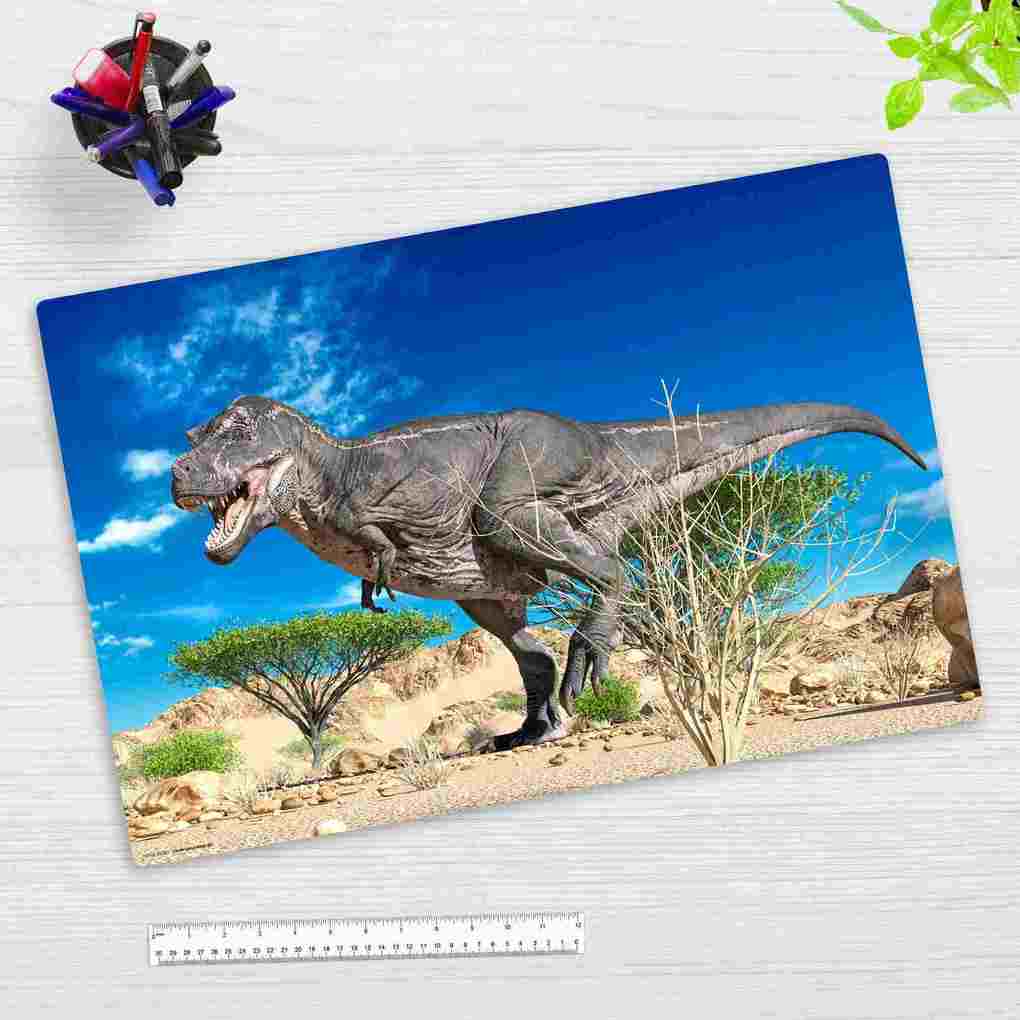 Cover-your-desk Schreibtischunterlage für Kinder und Erwachsene Hungriger T-Rex auf der Suche nach Beute aus hochwertigem Vinyl 60 x 40 cm
