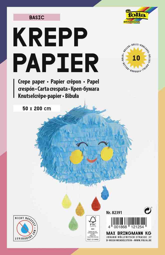 Krepppapier Folia 50x200cm Basic 10 Farben