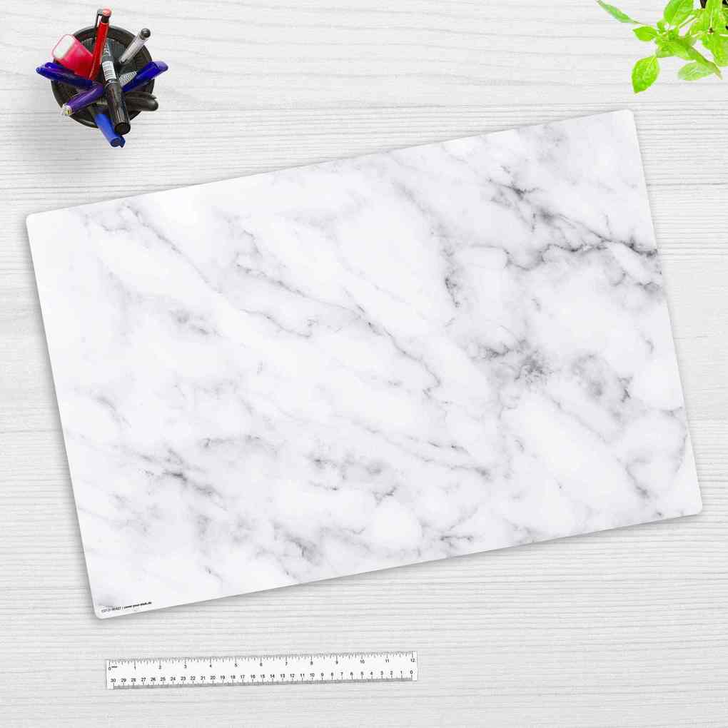 Cover-your-desk Schreibtischunterlage für Kinder und Erwachsene Prachtvoller Weißer Marmor aus hochwertigem Vinyl 60 x 40 cm