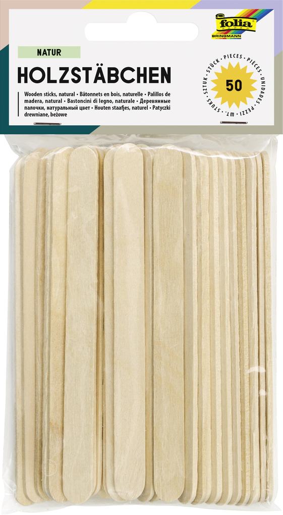 Folia Holzstäbchen NATUR 114x10x2mm 50 Stück