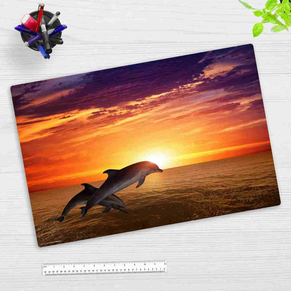 Cover-your-desk Schreibtischunterlage Vinyl Delfine im Sonnenuntergang 60 x 40 cm