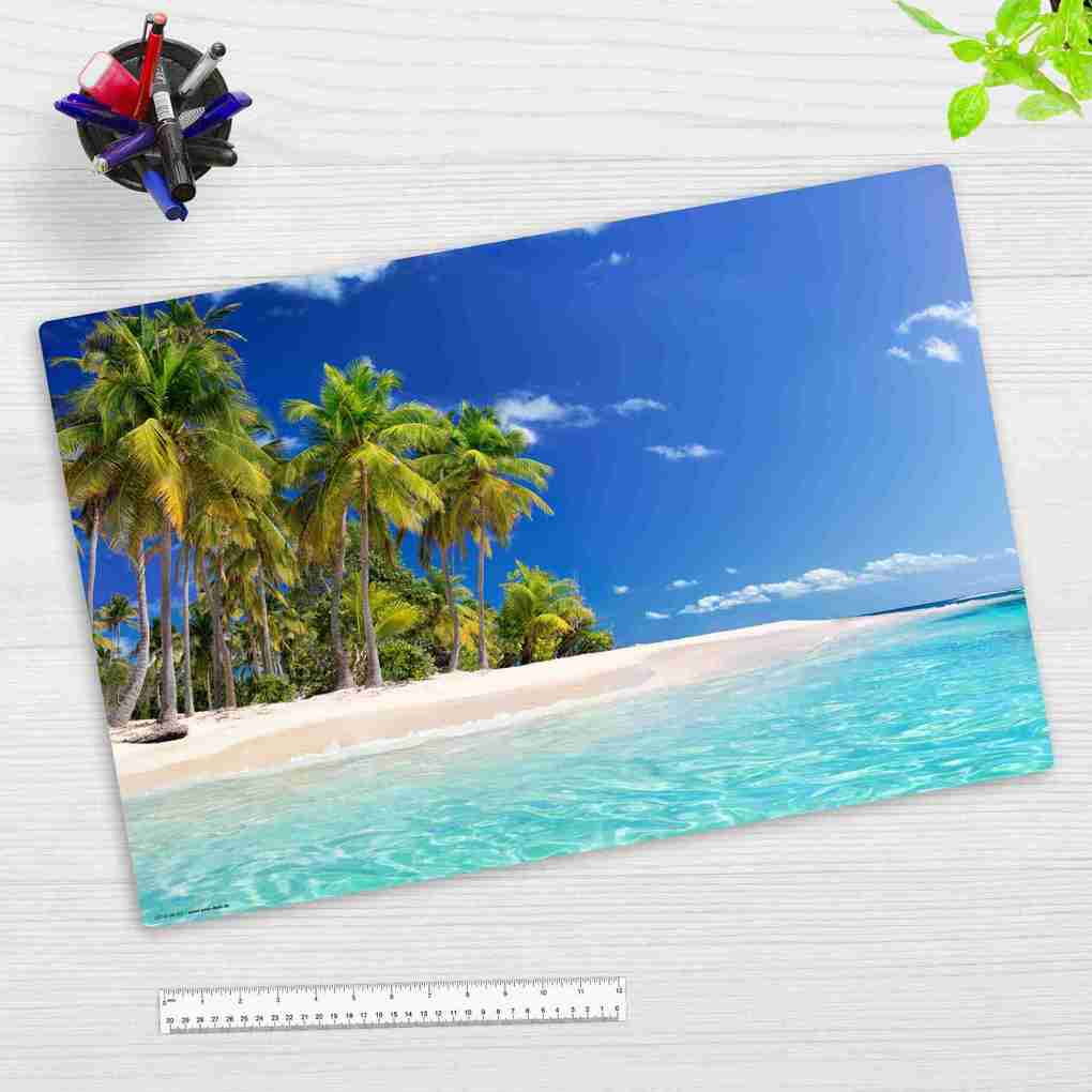 Cover-your-desk Schreibtischunterlage für Kinder und Erwachsene Palmen am Meer aus hochwertigem Vinyl 60 x 40 cm