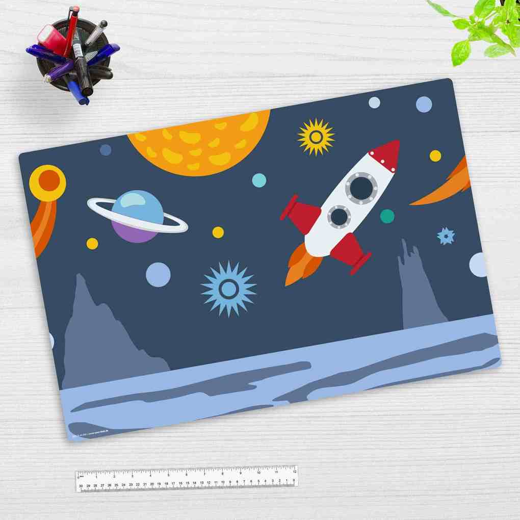 Cover-your-desk Schreibtischunterlage für Kinder Weltall aus hochwertigem Vinyl 60 x 40 cm