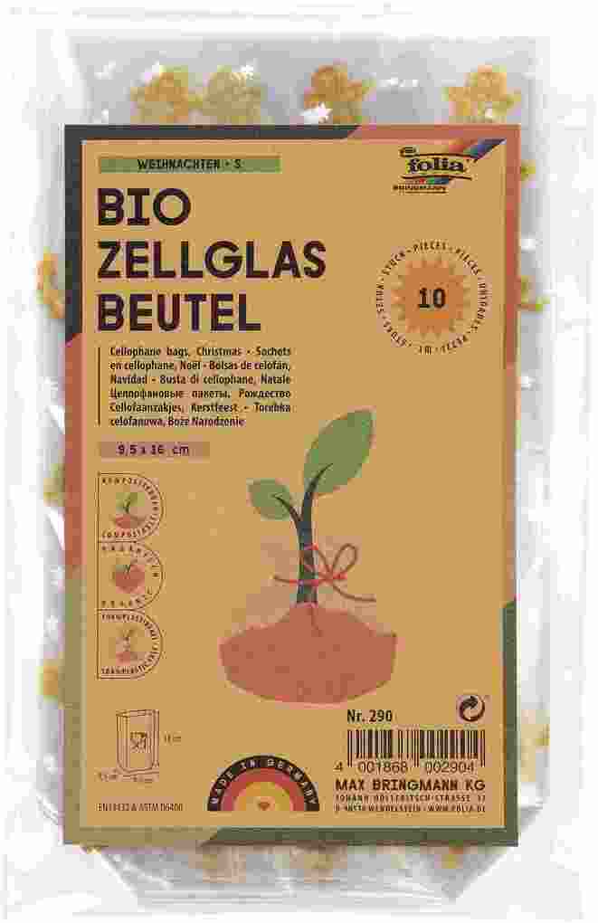 folia Zellglasbeutel 9,5 x 16,0 cm transparent mit Golddruck